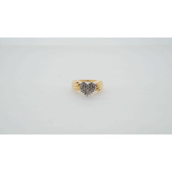 Estate Sale Heart Diamond Ring 14k Yellow Gold Size 7.5 Vintage Style 0.35 TCW